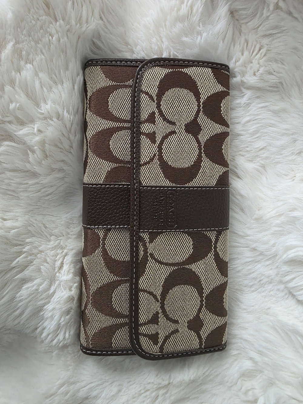 Coach Brown Signature Canvas Continental Wallet